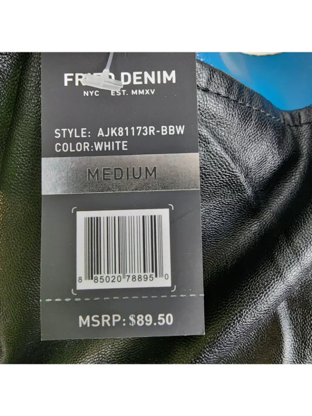 Fried Denim Jacket Mens M Multicolor Faux Leather Moto Biker Snaps NWT